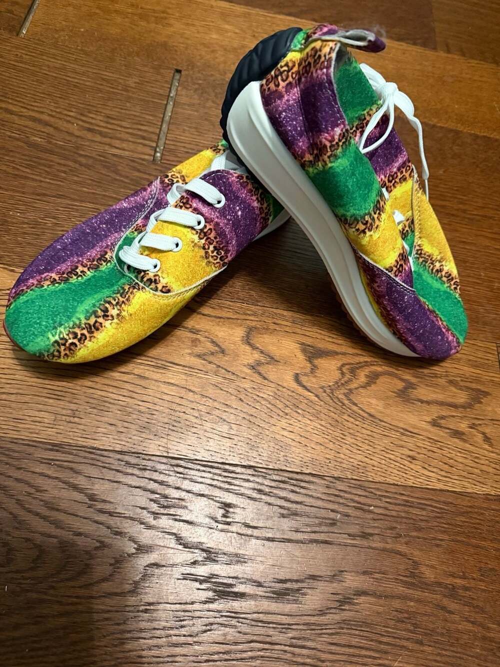 BY FAR Size 40 Mardi Gras Print Platform Sneakers